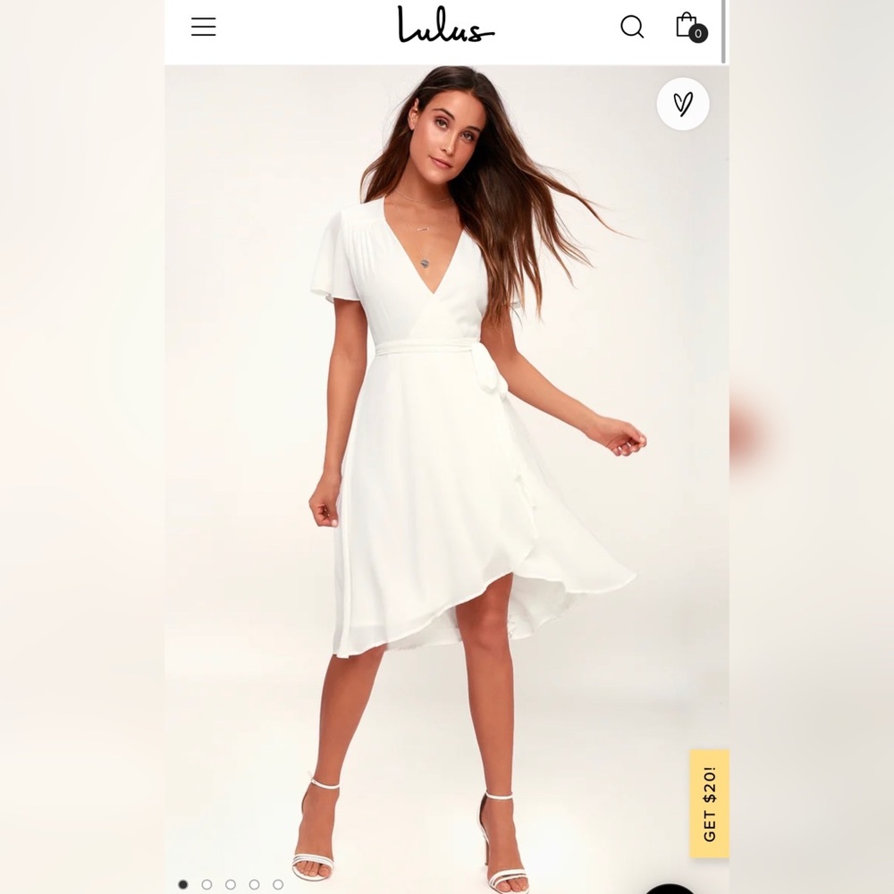 Lulu’s White Midi Wrap Dress NEW WITH TAGS